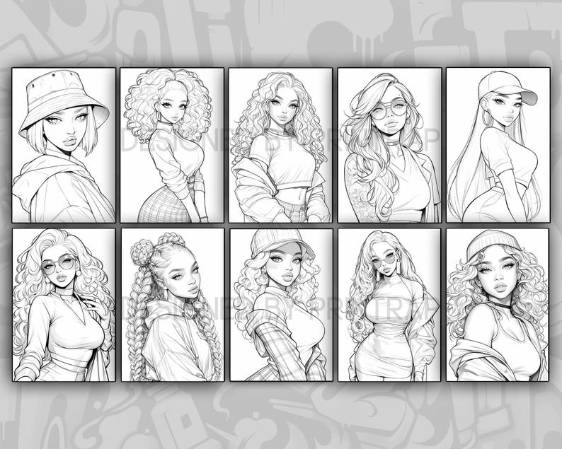 Baddies Coloring Book 70 Page Cute Girls Women Manga Fantasy Anime