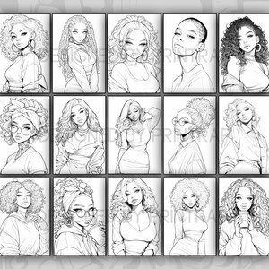 Anime Black Girls Coloring Book 90 Page Cute Manga Fantasy Anime Coloring Pages for Adults & Children, Instant Download, Printable PDF image 6