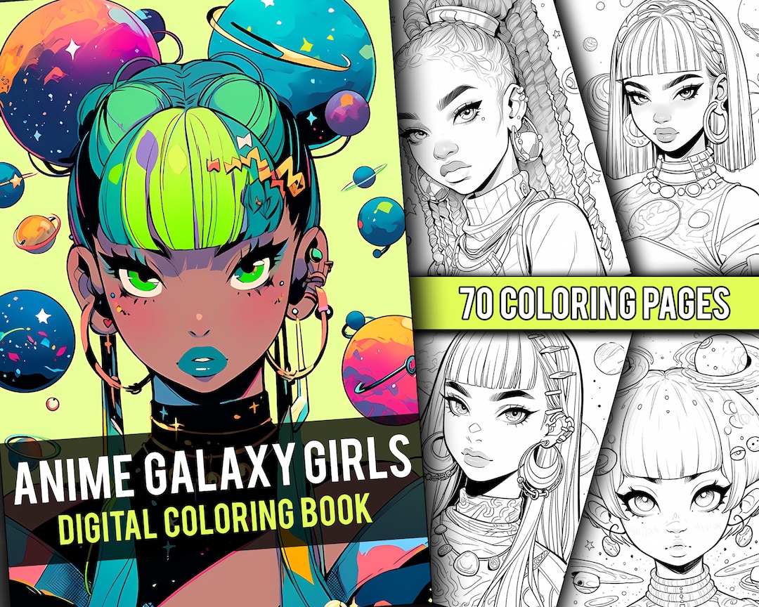 Anime Galaxy Girls Coloring Book 70 Page Manga Fantasy Coloring Pages ...
