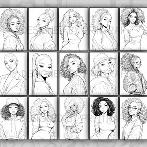 Anime Black Girls Coloring Book 90 Page Cute Manga Fantasy Anime Coloring Pages for Adults & Children, Instant Download, Printable PDF image 7