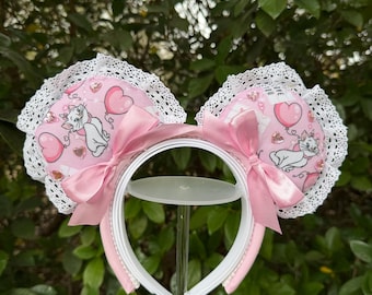 Sweethearts marie aristocats inspired | Handmade Headband for Disney Lovers,  | Light Up Disney Ears