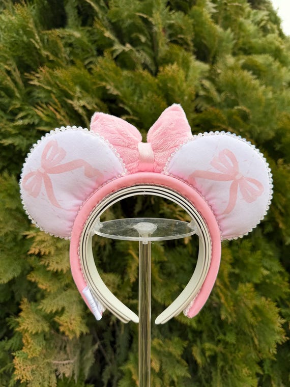 Sweet Pink Bow Disney Ears | Handmade Mouse Ears Headband  display picture 2