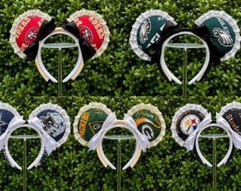 Football Disney Ears | NFL Team Disney Ears | Football Mouse Ears | Game Day Ears, Sports Headband | Disney Park Ears | Custom Team Ears
