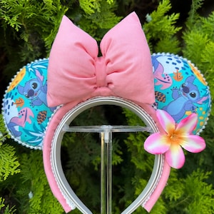 Tropical Stitch Disney Ears - Handmade Lilo & Stitch Ears for Disney Park | Cute Stitch Ears for Disney Lovers | Light up Disney Ears