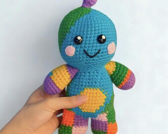 Rainbow Crochet Buddy Pattern, Scrap Yarn Amigurumi Plush PDF, English & German