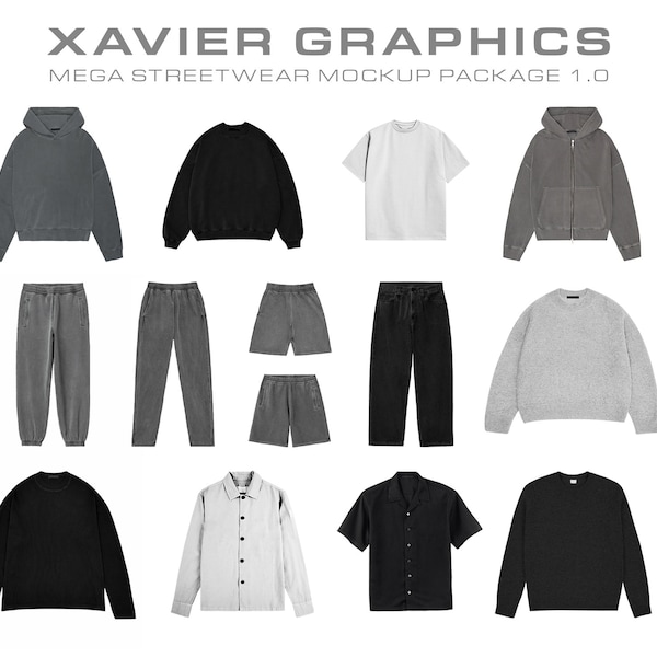 Xavier Graphics - Pacchetto mockup mega streetwear 1.0