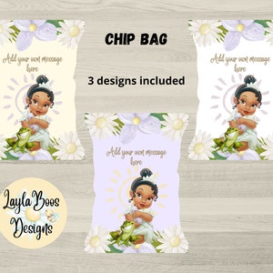 Princess and Frog Chip Bag Wrapper, Tiana Party Decor, Tiana Printable, Princess Party Decor, Tiana Chip Bags