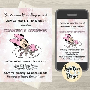 Pink Minnie Mouse Baby Shower Invitation (Digital Download)