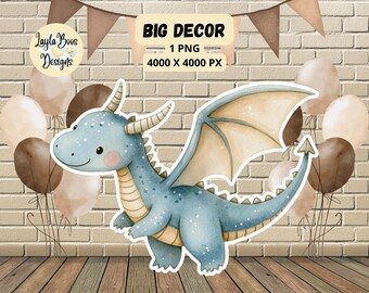 Puede incluir: Un dragón azul con un ala marrón claro y un fondo marrón claro. El dragón tiene una barriga marrón claro y un cuerno marrón claro. El texto "BIG DECOR" está en un cuadro blanco con un contorno negro. El texto "1 PNG" está debajo del texto "BIG DECOR". El texto "4000 X 4000 PX" está debajo del texto "1 PNG".