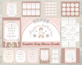 Girls Silly Goose Baby Shower Bundle: Dusky Pink Theme (Digital Download)