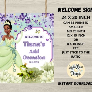 Tiana Welcome Sign, Princess and Frog Welcome Sign, Any Occasion Tiana Printable Welcome Sign