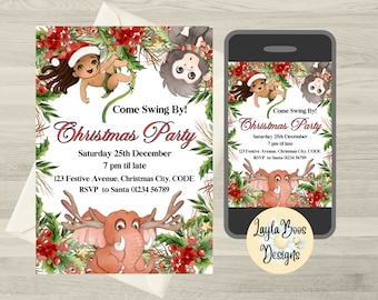 Tarzan Christmas Invitation, Festive Tarzan Invitation, Character Christmas Party Invitation, Funny Christmas Invite