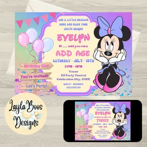 Minnie Mouse Birthday Invitation: Any Age, Editable Template (Digital Download)