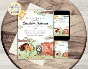 Tarzan Baby Shower Invitation: Canva Template, Instant Download (Digital Template)