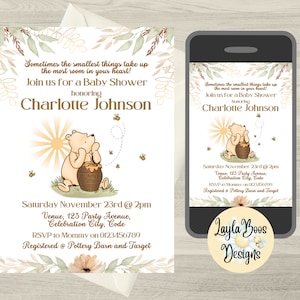 Winnie the Pooh Baby Shower Invitation (Digital Template)