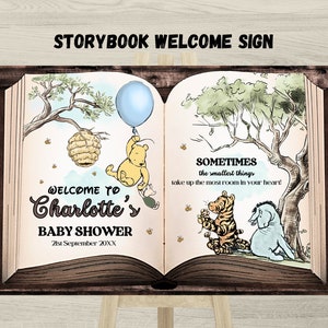 Winnie the Pooh Baby Shower Welcome Sign: Storybook Theme (Digital Download)