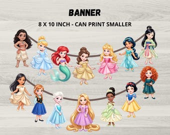 Princess Garland Templates, Girls Royal Party Bunting, Printable Canva Template (Digital Download)