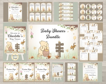 Winnie the Pooh Baby Shower Bundle: Gender Neutral (Digital Templates)