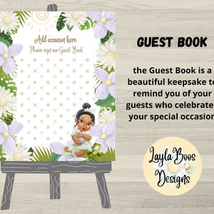 Princess and Frog Guestbook: Tiana Party Keepsake (Digital Download)