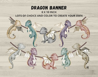Mythical Dragon Party Banner: Editable Dragon Bunting (Digital Download)
