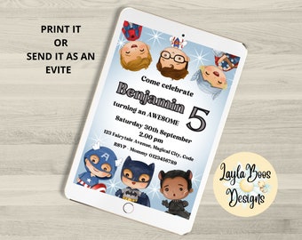 Boys Superhero Birthday Invitation: Printable or Digital Invite