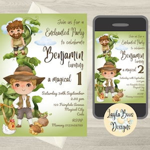 Jack and The Beanstalk Birthday Invitation, Boys Fairytale Birthday Invite, Jack and The Beanstalk Evite