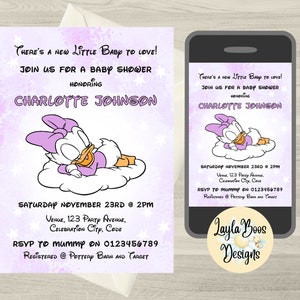 Daisy Duck Baby Shower Invitation, Baby Daisy Shower Invite, Girls Disney Baby Shower Printable Invitation, Daisy Invite