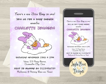 Daisy Duck Baby Shower Invitation, Girls Disney Invite (Digital)