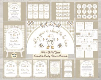 Silly Goose Baby Shower Bundle: White Theme (Digital Download)