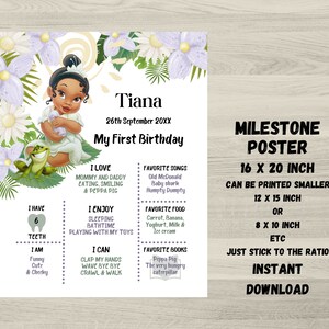 Tiana Princess Birthday Milestone Poster: Any Age (Digital Download)