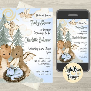 Blue Dragon Baby Shower Invitation: Mobile Text Invite (Digital)