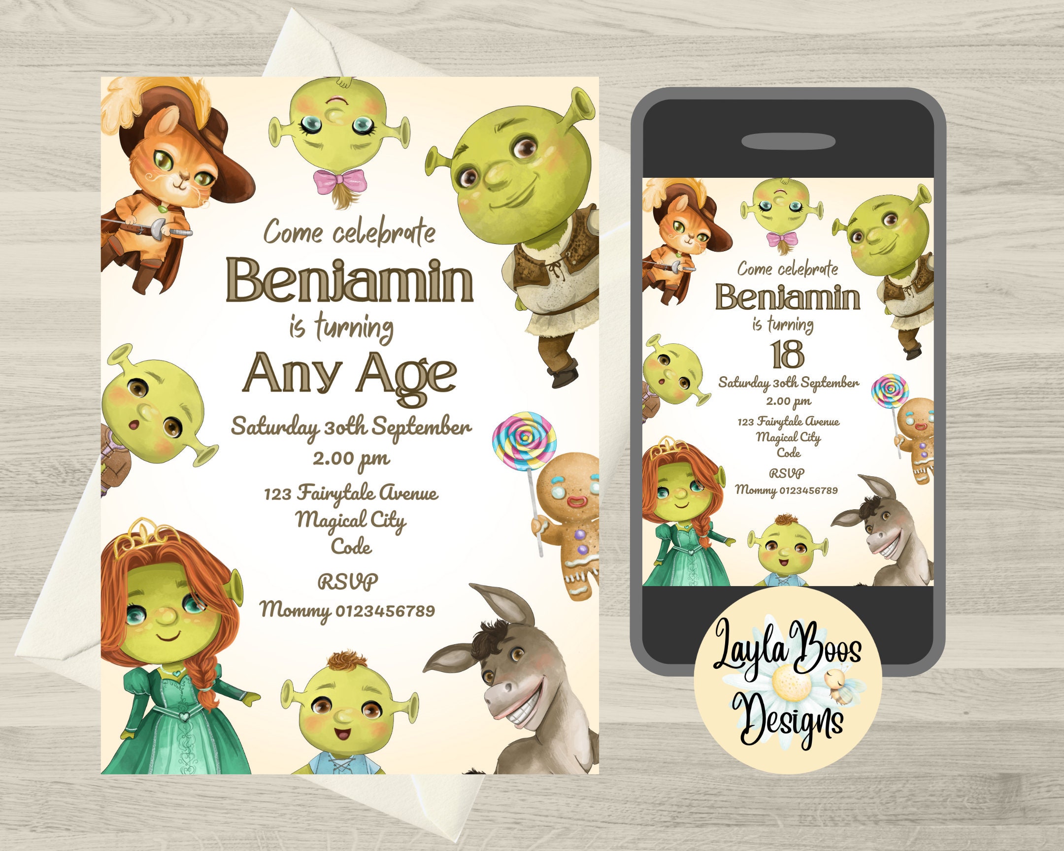 Shrek Birthday Invitation: Fairytale Family Mobile Invite (Digital)