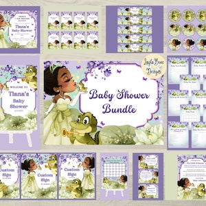 Cute Tiana Baby Shower Bundle, Princess and Frog Baby Shower Complete Bundle, Tiana Baby Shower Decor
