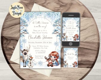 Princess Anna Baby Shower Invitation: Girls, Frozen, Template (Digital Download)