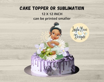 Decorazione per torta Tiana: decorazione per festa di compleanno da principessa (download digitale)