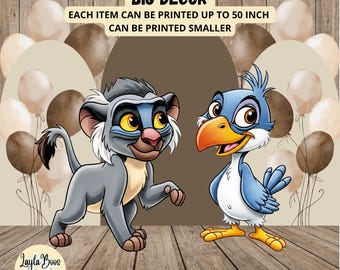 Sagome di Rafiki e Zazu, grande decorazione de Il Re Leone, oggetto di scena stampabile da esporre in piedi