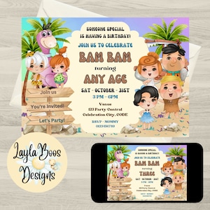 Flintstones Birthday Invitation: Any Age, Editable Template (Digital)