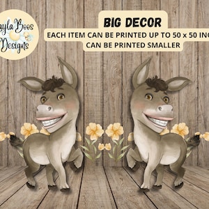 Recorte de decoración grande de cuento de hadas, recorte de burro, archivos digitales instantáneos, decoración de Shrek, decoración de cuento de hadas, decoración grande de Shrek, Shrek PNG