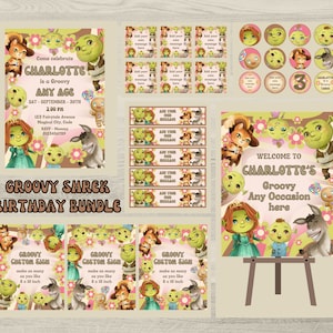 Pink Groovy Shrek Birthday Party Bundle (Digital Download)