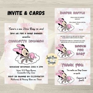 Pink Minnie Baby Shower Invitation & Cards (Digital Download)