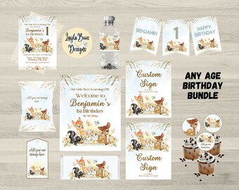 Bambi 1st Birthday Party Decor Bundle (Digital Download)