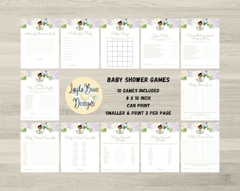Giochi per baby shower della principessa Tiana: decorazioni stampabili (download digitale)