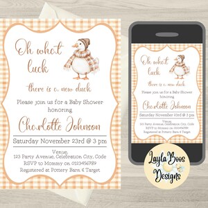 冬のダックベビーシャワー招待状：性別を問わないグースイーバイト（デジタルダウンロード）