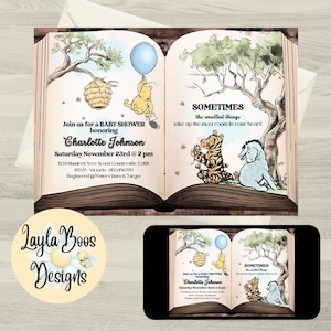 Winnie the Pooh Baby Shower Invitation: Classic Storybook Theme (Digital)