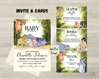 Jungle Book Baby Shower Invitation Bundle: Mowgli Invite & Cards (Digital)