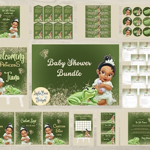Princess Tiana Baby Shower Bundle, Princess and Frog Baby Shower Complete Bundle, Tiana Baby Shower Decor