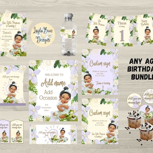 Princess and Frog Birthday Bundle: Tiana Invitation, Printable Decor (Digital Download)