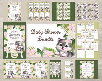Pacchetto di inviti per baby shower a tema lupetto (download digitale)