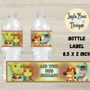 Shrek Party Water Bottle Labels: Blue Groovy Design (Digital Download)