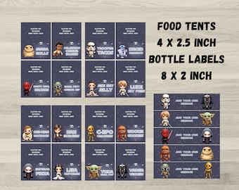 Editable Star Wars Party Tent & Bottle Labels (Digital Download)